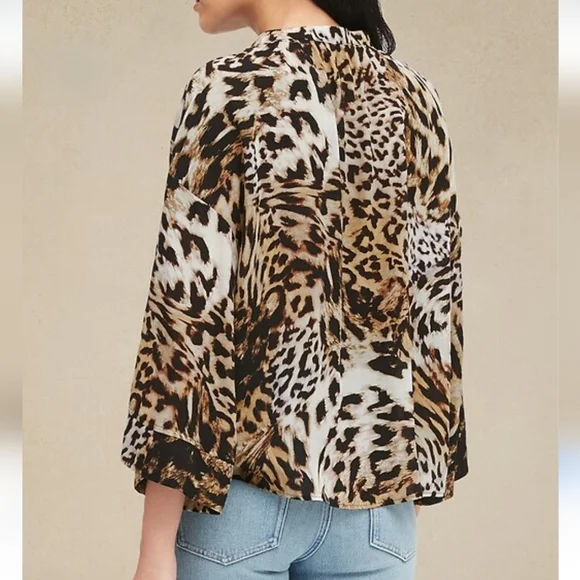 NWT Banana Republic Leopard Print Popover Blouse, Size M - Picture 3 of 14